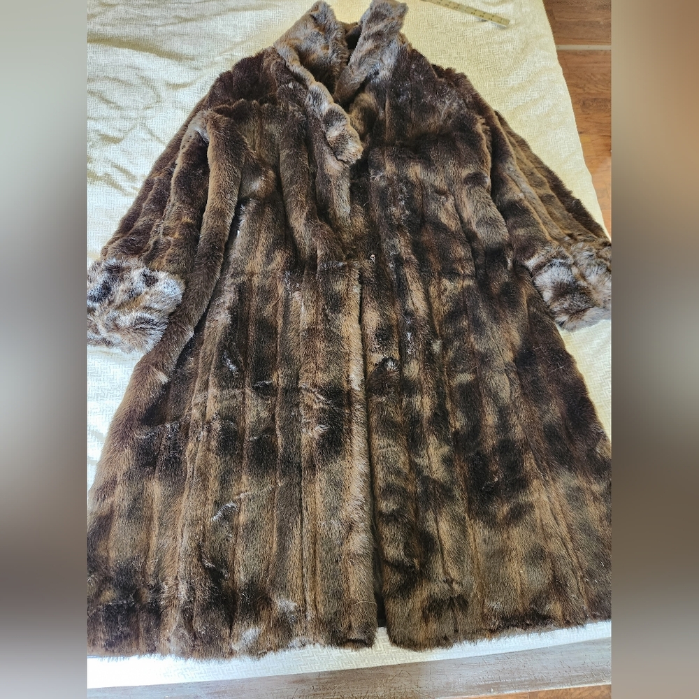 Reversible Faux Fur Genuine Leather Coat Men's XL or Women's XXL